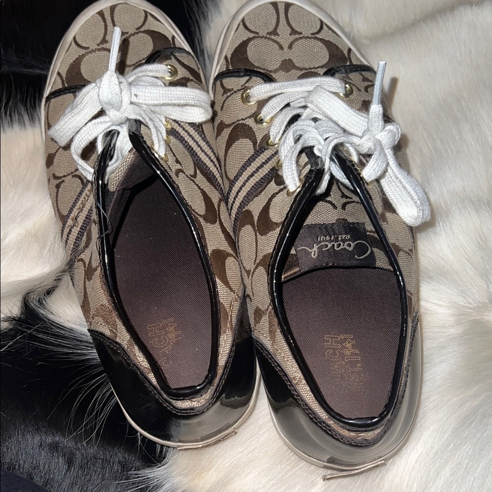 Coach Brown Signature Canvas Low-Top Sneakers - Picture 2 of 3